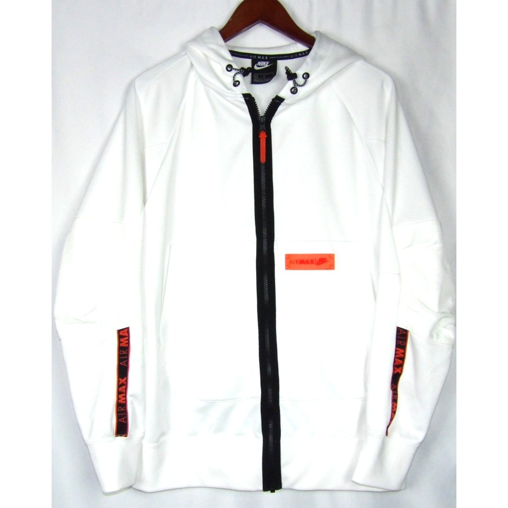 Nike AIR MAX White Performance Zip-Up Hoodie Sweatshirt Men's Medium
